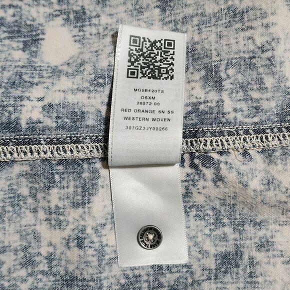 True Religion Mens Western Woven Shirt Short Sleeve Acid Wash Blue Denim Size S - Picture 11 of 12